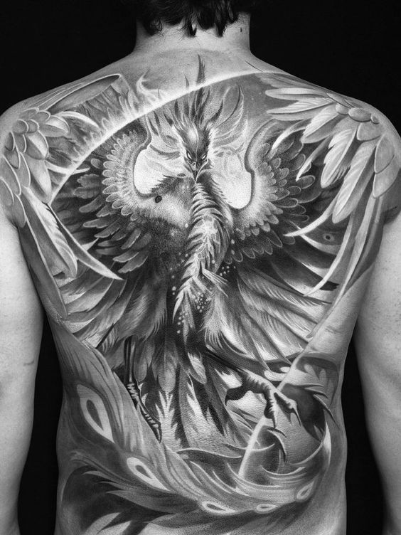 Tatuajes de ave fénix en la espalda